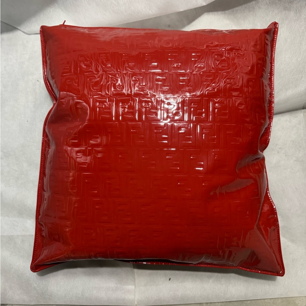 Fendi Glossy Red Embossed Cushion